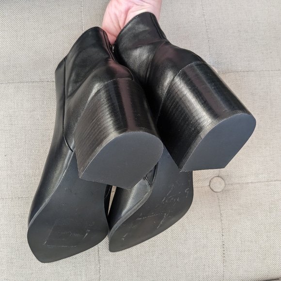 PAOLO Sadie Black Block Heeled Pointed Toe Slim Shaft Dress Boots Shoes Size 9 - Picture 6 of 10